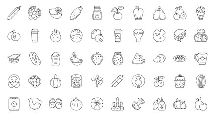 Food icons set outline style