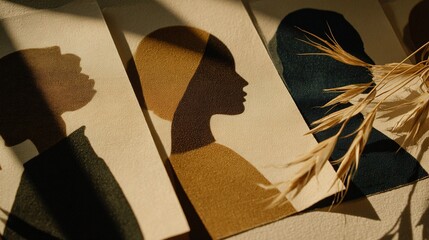 a collection of sleek modern prints featuring abstract designs and bold colors displayed on a neutraltoned gallery wall