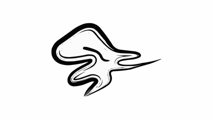 Fototapeta premium Abstract black ink brush stroke on white background.