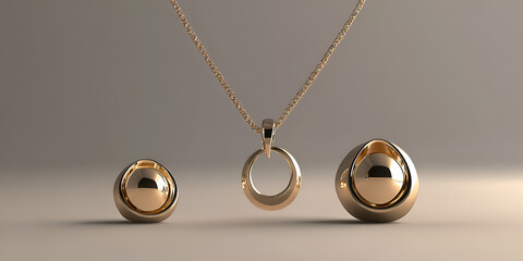 Jewelry Set Including Earrings, Necklace, and Ring on Display