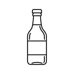 Minimalist Line Art of a Bottle with Label Space - Clean Beverage Icon