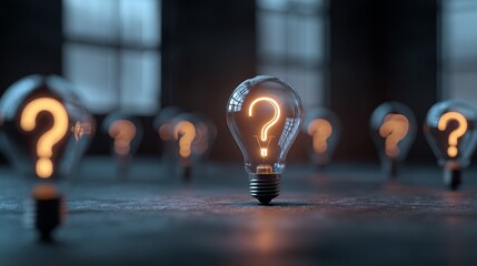 a conceptual image featuring a glowing light bulb surrounded by question marks symbolizing uncertainty and decision making in modern technology