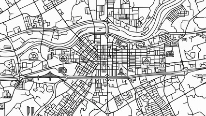Obraz premium Detailed City Map with Roads and River Illustration.