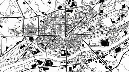 Fototapeta premium Detailed city map illustration with streets and buildings.