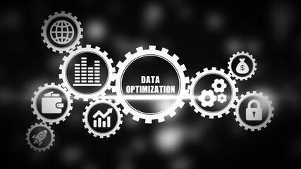 Data Optimization Concept with Gears and on Black Background business optimization data analysis - Powered by Adobe