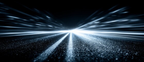 Fototapeta premium Futuristic light speed lines in digital space horizon