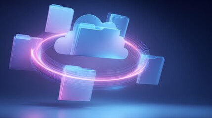 Colorful Cloud Storage and File Folders Concept