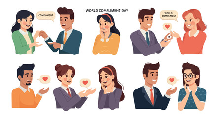 People giving compliments joyful expressions world compliment day