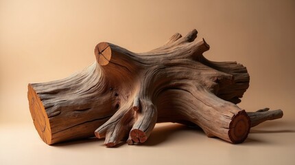 Gnarled weathered wood trunk with intricate grain driftwood