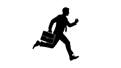 Obraz premium Businessman running with briefcase in hand quickly