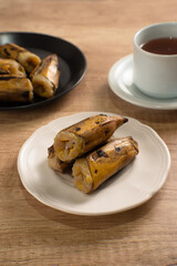 Pisang Kukus or Steamed Banana, Indonesian traditional food. Perfect for recipes, articles or any cooking content.