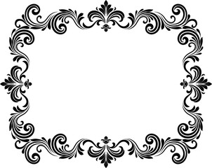 A filigree heraldic crest motif floral pattern border frame. Original design in a vintage style.