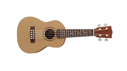 Tan Ukulele with Brown Neck and Fretboard