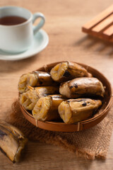 Pisang Kukus or Steamed Banana, Indonesian traditional food. Perfect for recipes, articles or any cooking content.