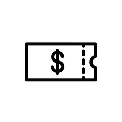 Obraz premium Simple Black and White Illustration of a Paycheck or Ticket with Dollar Sign