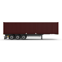 Long Container Trailer Side View Isolated on transparent Background
