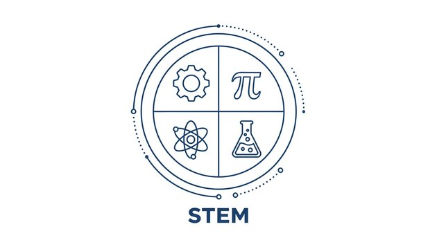 Symbolic representation of STEM education and innovation with science and engineering icons