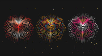 Colorful heart shaped fireworks elements for event.