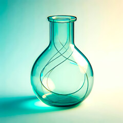 Science Glassware with Green Spiraling Liquid for Bio-Tech Research