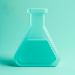 Seafoam Green Chemical Flask with Transparent Solution Laboratory Art