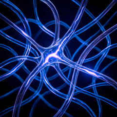 Glowing Electric Blue Neural Activity Abstract 3D Science Concept