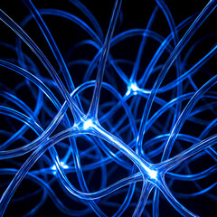 Deep Blue Cybernetic Neural Synapses Abstract 3D Technology Connection