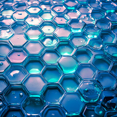 Light Blue Glass Hexagonal Pattern with Transparent Depth