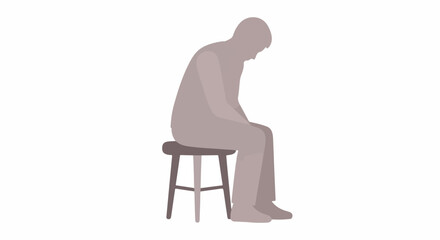 Fototapeta premium Man sitting on stool looking down with transparent background