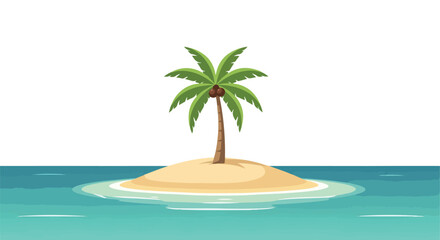 Tropical island with palm tree and turquoise water © Pandaman1102