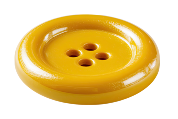 Shiny yellow button with four holes