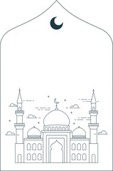 Ramadan Kareem icon in Art Deco style. Modern Islamic vertical greeting card, banner and social media template design. line minimal style illustration