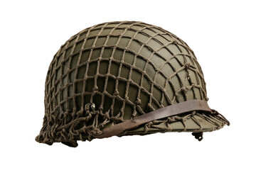 Olive helmet with netting & leather strap