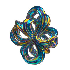 Iridescent Metallic Swirling Abstract Shape.