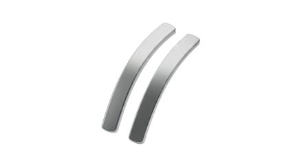 Two Polished Metal Curved Strips