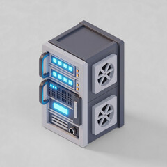 Obraz premium Isometric 3D Data Center Server Rack Icon