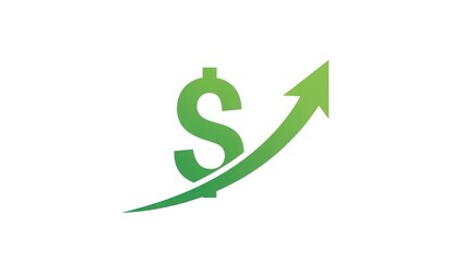 Obraz premium Green dollar sign with upward arrow