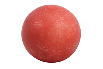 Red textured spherical gumball on a transparent background representing sweetness, childhood, and simple treats