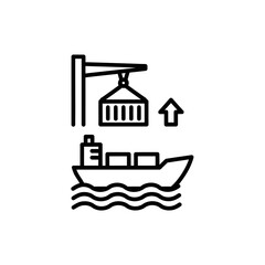 Obraz premium Cargo Ship with Loading Crane and Container in Maritime Transport Scene