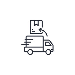 Obraz premium Delivery Truck Icon with Package and Arrow Symbol for Logistics and Shipping