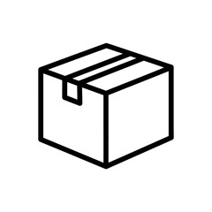 Minimalist Black and White Line Drawing of a Cardboard Box for Packaging Design