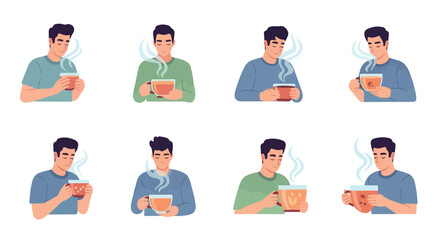 Men enjoying warm drinks, cozy moments, relaxation