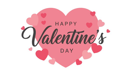 Elegant 'Happy Valentine's Day' vector with text inside a pink heart, surrounded by smaller hearts, perfect for love, romance, and celebration designs