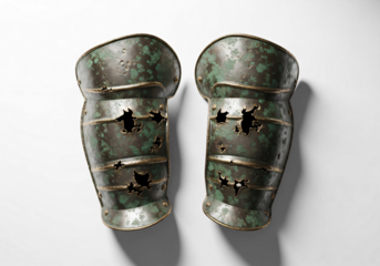 Rusted Antique Medieval Greaves with Battle Damage