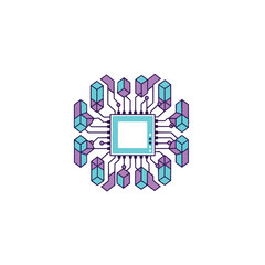 Artificial Intelligence Processor Chip Icon Illustration