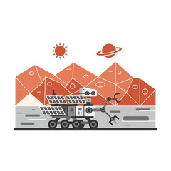 Autonomous Mining Truck and Robotics Technology Illustration