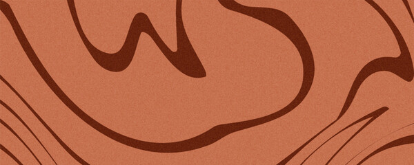 Retro coffee color background. Milk chocolate liquid dessert texture. Wavy swirl candy pattern for poster, cover, banner, pamphlet. Vintage brown trippy hippie wallpaper in 60s or 70s style.