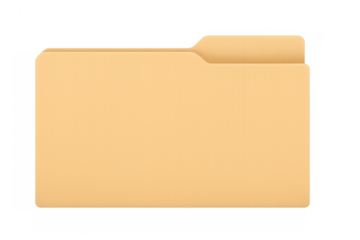 Manila folder icon representing document organization, data storage, and business workflow on transparent background