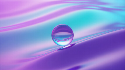 Reflective Orb Amidst Gradient Liquid Waves