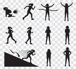 Obraz premium Female Runner Silhouettes | Dynamic Sport Poses, Fitness Motion Icons & Active Lifestyle Graphics
