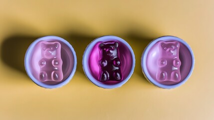 “Color Play” summer beauty ad: rainbow bears echo vivid gloss, yellow-white copy space for lipstick, mall lightbox & social poster